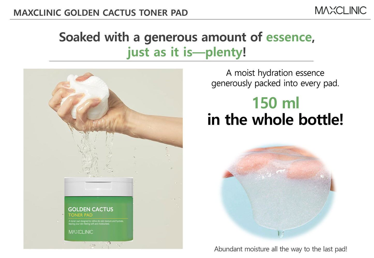 MAXCLINIC GOLDEN CACTUS TONER PAD 60ea 150ml