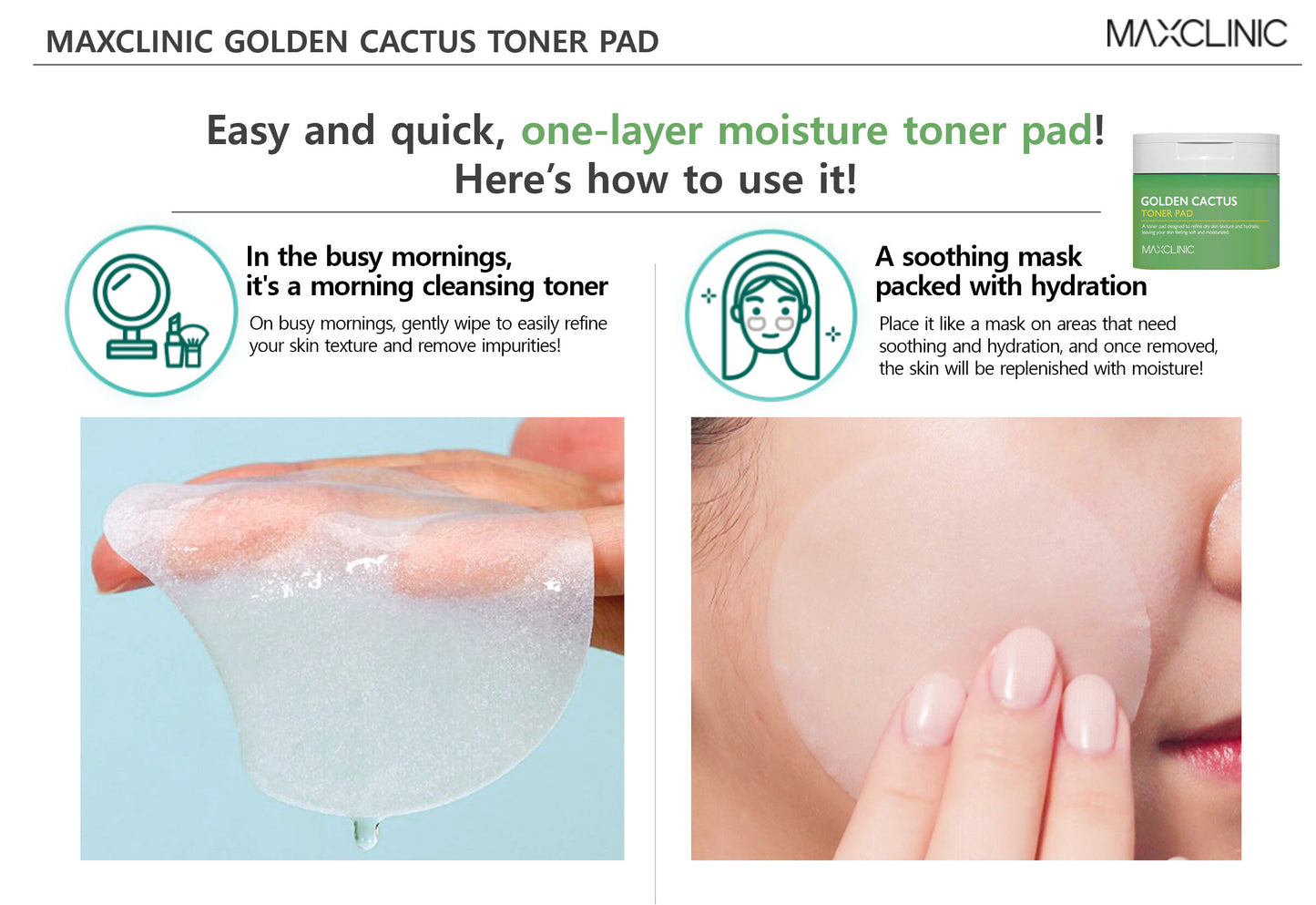 MAXCLINIC GOLDEN CACTUS TONER PAD 60ea 150ml
